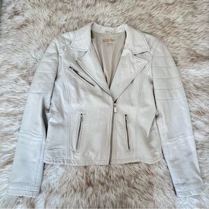 Michael Michael Kors White 100% Leather Biker Jacket